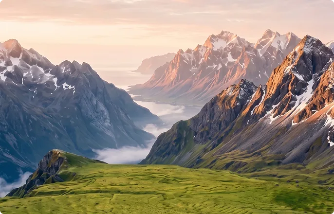 Mountain ridge at sunrise